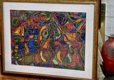 Stained Glass with Green Heron - Framed